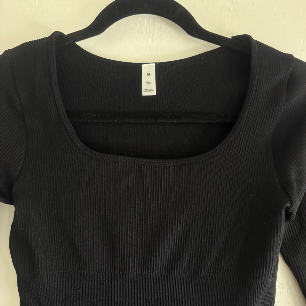 Black Ribbed Bodysuit - Picture 2 of 4